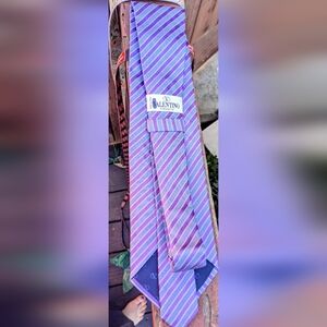 Valentino Purple and Silver Striped silk tie